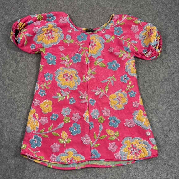 Arianne Elmy Pink Floral Good Lucky Short Sleeve Mini Dress Women's Size XS - Picture 1 of 6
